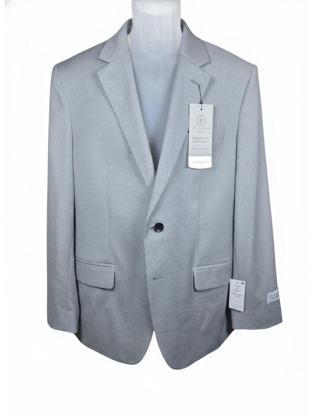 HAGGAR MEN’S PREMIUM TAILORED STRETCH SPORT COAT SILVER 42 SHORT